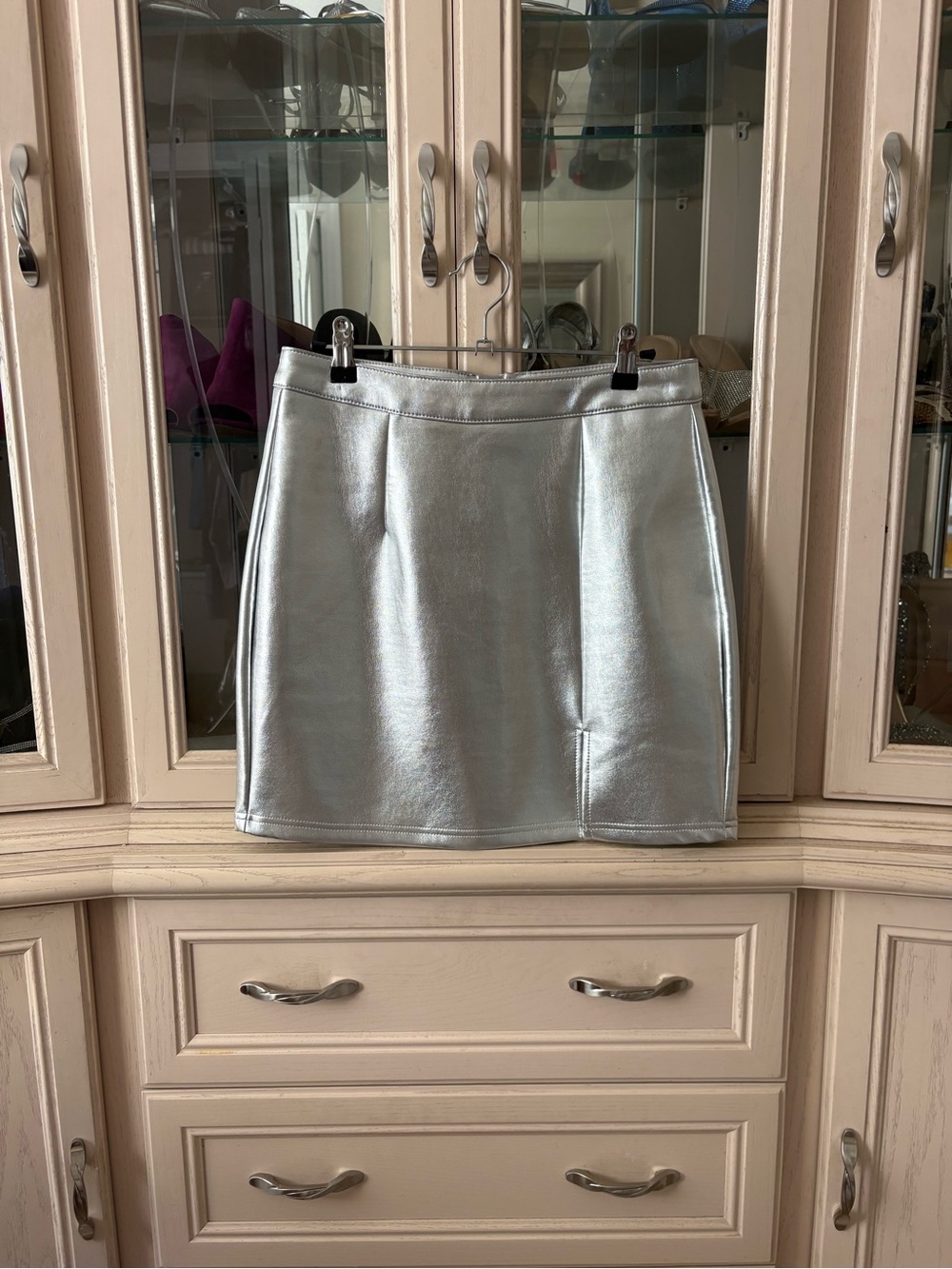 Silver Metallic Mini Skirt - Sleek Women's Skirt